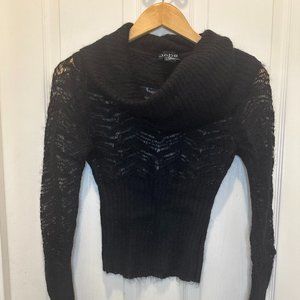 Bebe Mohair Black sweater cowl neck pullover RARE size Small Gorgeous